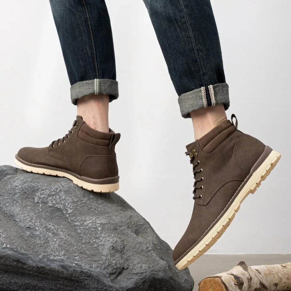 〽️Men's Chukka Hiking Boots Dark Brown Casual Waterproof Lace Up Comfort Shoes